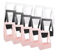 15pcs Handheld Paper Flower Boxes for Arrangements, with Handles | Kraft Paper Construction, Simple Elegant Shape, for Carnations and Flowers, Weddings or Home Use