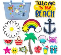 15pcs Hawaii Charms for Bogg Bag, Beach Bag Accessories for Bogg Bag/Simply Southern Insert Decorative for Handbag Beach Tote Bag, Rubber Beach Bag Accessories, Plastic, No Gemstone