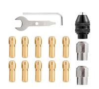 15pcs High Performance Drill Chuck Collet Set for Electric Tools, Features M8x0 75mm Keyless Chuck and Brass Collets