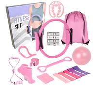 15Pcs Home Pilates Kit for Women, Pilates Equipment Essential Starter Set with Ring, Socks, Small Yoga Ball, Resistance Bands, Bag - Beginner Accessories for Core Strength, at Home Travel Workouts