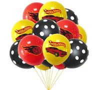 15Pcs Hot Wheels Balloons,Racing Car Party Latex Balloons,12 inch Black Red Gold RacingBalloons Racing Car Patterned Balloon for Hot Wheel Party Decorations Kids Boys Birthday Balloon PartySupplies