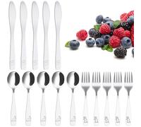 15Pcs Kids Silverware Set 410 Stainless Steel Children's Cutlery Ergonomic Smooth Metal Kids Cutlery Set Funny Dinosaur Child and Toddler Safe Flatware Kids Utensil Set for Children Toddler