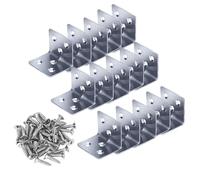 15Pcs L Bracket 38 x 30 x 30 x 1.5 mm, Stainless Steel Sleeper Brackets with 90 Screws, Heavy Duty Right Angle Corner for Wood, Metal Corner Braces for Fixing Timber