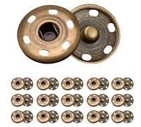 15pcs Large Press Studs Snap Fasteners for Clothing, 25mm Antique Brass Poppers Fasteners Sew-on Snap Buttons Sturdy for Denim Jackets Heavy Knits Cardigans Haberdashery