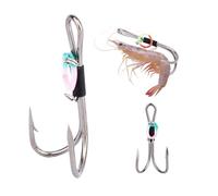 15pcs Live Shrimp Hook Set, High Carbon Steel Double Fishing Hooks Shrimps Hook for Freshwater Saltwater Shrimp Lure Bass Carp Catfish Bait
