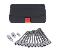 15PCS Long Hex Bit Socket Set, 3/8 Inch Drive Extended Hex Wrench Set with S2 Alloy Steel Extra Hard Bits and Adapters for Automotive Repair and DIY Projects
