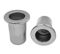 15Pcs M12 Rivet Nuts,Stainless Steel Threaded Rivet,Knurled Nutsert,Flat Head Rivnut,Insert Nut,Metric Rivet,Bright Finish, Fully Machine Thread