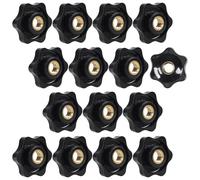 15Pcs M8 Thread Knob Nut Black, M8-1.25 Star Knobs, M8 Hand Tighten Clamping Knobs Black Screw-On Nuts, Thread Knob Nut for T Track Bolts Jigs Knobs,Sawing Machine, Drilling Machine