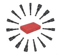 15pcs Magnetic Nut Driver Socket Wrench Set with Inch & Metric Hex Bits Quick Change for Drills Bit Drivers and Hex Socket Ratchets with Carrying Case