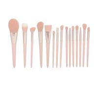 15Pcs Makeup Brush Kit, Pink Synthetic Eyeshadow Makeup Brush Set, Soft Artificial Fiber Brushes for Powder Concealers, Professional Makeup Brush Kit with Ergonomic Handle for Glam