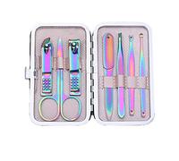 15PCS Manicure Set, Professional Nail Clippers Kit Pedicure Care Tools, Stainless Steel Grooming Tools with Luxurious Leather Travel Case for Travel &Home… (15 pcs, Rainbow)