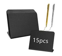 15Pcs Mini Chalkboard Signs, Small Blackboard with 2 Blackboard Pens for School, Weddings, Party Food Signs, Message Board Signs (L Shape)