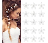 15PCS Mini Cute White Rhinestone Hair Clips Small Flower Hair Accessories Flower Hair Accessories Elegant Women Decorative Clip for Girls Birthday Wedding