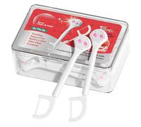 15Pcs Mini Disposable Tongue Brushes with Cleaning Paste Beads and Floss Picks, Tongue Cleaners, Reduce Bad Breath, Tongue Scraper-Ice Peach Flavor (Pack of 1)