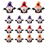 15pcs Mini Halloween Gnomes, 3 Colors PVC Material Quirky Themed Gnome Miniature Tiny Small Statues with Bat and Spider Element for Halloween Party Themed Party Decoration Hide and Seek Favors