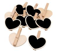 15pcs Mini Heart-Shaped Chalkboard Blackboard with Wooden Clip Chalkboard Tags Message Board Signs with Peg for Wedding Party Memo Note Taking Food Label