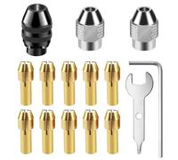 15Pcs Multi Chuck Set for Dremel Collet Nut Kit Brass Collet Set 0.5-3.2mm Shank Replacement Keyless Quick Change Chuck Accessory Compatible with Dremel(3000 4000 7700 8200)