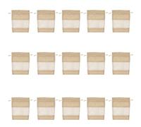 15pcs Muslin Transparent Drawstring Gift Bags, Natural Breathable DIY Storage Pouches for Jewelry, Party Gifts and Kitchen Use, Unbleached Cotton - Look Polyester Bags