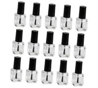 15pcs Nail Polish Bottle with Brush Black Glass | Refillable Container, round Bottle with Flat Sides, and Remover, Home Manicure or Travel