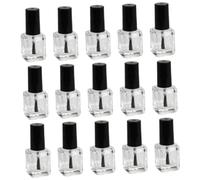 15pcs Nail Polish Bottle with Brush, Black Refillable Container | Repackaging Liquid Polish, Easy Volume Checks, Simple Label Use, Flat-sided Circular Shape