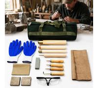 15pcs Obsidian Crafting Flint Knapping Tools Kit For Beginners Flint Napping Tools With 3 Copper Hammers, 5 Pressure Flakers, Abrading And Leather Bag, Dragon Crystal Stone Age Toolkit