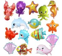 15pcs Ocean Animal Balloons, TACYKIBD Under The Sea Party Decorations, Baby Shark and Fish Balloons for Kids Birthday Decorations Baby Party Shower Supplies