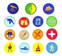 15PCS Outdoor Themed Iron on Patches, Camping Hiking Adventure Style Embroidered Applique, Scout Troop Embroidery Emblem Patches for Clothes Jeans Jacket Hat Bag DIY Scouting Sewing Craft Decoration