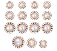 15PCS Pearl Buttons, 3 Sizes Faux Pearl Buttons, Resin White Pearls Button with Shank, Vintage Sewing Button for Crafts, Wedding Dress, Clothes, Dress, Bags and DIY Project (18mm/21mm/25mm)