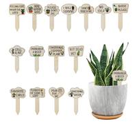 15pcs Plant Markers, Wooden Plant Labels Funny Plant Signs Stake, Interesting Words & Cute Patterns Tags Labels for Outdoor Indoor Patio Supplies Novelty Gifts