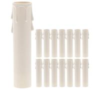 15pcs Plastic Candle Sleeves, White PVC Drip Covers | Modern Minimalist Finish, Wall Lamp Socket Fit, Clean Wax-drip Look, for Event Decor and Candlelight Dinner
