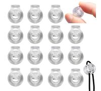 15Pcs Plastic Cord Lock Stopper End Spring Stop,Small Single Hole Spring Cord Lock Toggle,Spring Cord Lock Elastic Cord Buckles,Clear Round Trouser Drawstring Buckles,Lock Buckles for Shoelace,Bags
