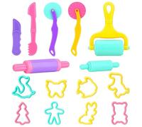 15Pcs Playdough Set, Clay Dough Tool Kit, Creative Play Doh Tools Kit for Kids with Cutters, Rollers & Moulds and 8 Animal Molds, Creation Educational Toy Gift Set, Dough Tools Set for Kids Toddlers