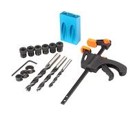 15Pcs Pocket Hole Jig, 15 Degree Dowel Drill Joinery Kit Hole Screw Jig with 6/8/10mm Drive Adapter for Woodworking Angle Drilling Holes, Angle Carpentry Locator Jig