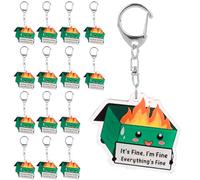 15pcs Positive Dumpster Fire Keychain, Emotional Support Inspirational Dumpster Fire Keychain Its Keychain Affirmation Motivational Emotional Decoration Appreciation Gift for Coworker Family Friend