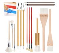 15pcs Pottery Glaze Brushes Paint Brushes Set - Ceramic Brushes Artist Painting Tools Hake Brushes for Pottery, Paint Brushes for Acrylic Painting Watercolor Wash Ceramic and Pottery Painting