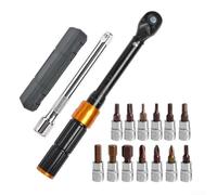 15pcs Precision 1/4 Inch Drive Click Torque Wrench Set with 2-24 Nm Range, 40CrV Chromium-Vanadium Steel, 72-Tooth Ratchet and Quick-Release, Accurate for Bike Maintenance and Repair