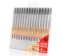 15Pcs Premium Black Gel Pens,0.5 mm Extra Fine Point Pens for School, Black Ink Pens Fine BallPoint Smooth Writing Pens for Journaling,Note Taking,Japanese Stationary,Ultra Fine Point Black Pens