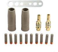 15PCS Protective Coating Set for 15AK Welding Nozzles Includes 2 Nozzles 2 Holders 10 Tips and 1 Wrench for Reliable Slag Management (0.8mm)