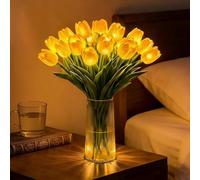 15PCS Radiant Romantic Tulip Light with a Vase, Twinkling Led Tulips that Never Fade, LED Lighted Artificial Flowers Tulip Lamp Gifts for Mother’s Day, Flower Table Lamp for Bedroom Decor (Yellow)