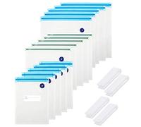 15PCS Reusable Vacuum Food Sealer Bags + 4PCS Sealing Clip Leakproof Degradable Freezer Bag BPA Free Ziplock Bags Lunch Sandwich Snacks Fruit Bag for Food Storage, Meal Prep and Sous Vide