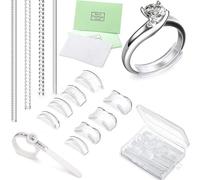 15PCS Ring Size Adjuster for Loose Rings Women,Ring Resizer Invisible Ring Clips,Ring Gauges Finger Sizer UK, Reducer Silicone Guards,Spacer,with Box Sizer Tightener for Men and Women