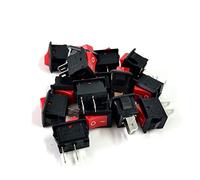 15pcs Rocker Switch SPST Black and Red Snap in Switches Button AC 250V 3A / 125V 6A 2 Pin I/O 10 * 15mm On-off Switch Rocker IDGTTLDF(Red)