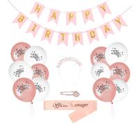 15pcs Rose Gold 13th Birthday Decoration TAROME Happy Birthday Banner Official Teenager Sash Tiara Latex Balloon 13th Birthday Party Supplies for Girl Daughter