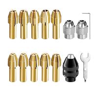 15PCS Rotary Tool Accessories,Drill Chuck,Drill Accessories,0.5-3.2mm Multi Chuck Set Brass Collet Nut Kit,Suitable for Drill and Grinding Wheel, polishing Wheel, Wire Brush.