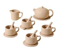 15Pcs/Set Kids Tea Party Set Safe Silicone Heat Proof Pretend Play Toys Include Teapot/Coasters/Teacups/Spoons Shockproof Play Tea for Girls Boys
