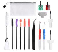 15pcs Sewing Machine Cleaning Kit, Includes Silicone Brush Screwdriver Tweezers Seam Ripper Double Headed Brush Storage Case Accessories Set, Multipurpose for Repair & Cleaner Sewing Machines Tools