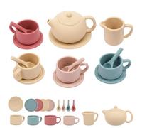 15Pcs Silicone Tea Set, Montessori Toys for 3+ Year Old, Kitchen Accessories, Kids Afternoon Tea Party Set, Dishwasher Safe Sensory Mud Kitchen Toys for Little Girls Boys