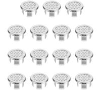 15pcs Sink Overflow Hole Cover Replacement Ring Silver ABS Plastic | Push-in Click Fit, Smooth Decorative Trim, Easy Tool-free Installation for Basin Openings, Tubs and Hotel Wash Areas
