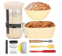 15Pcs Sourdough Starter Kit, Bread Proofing Baskets with Fermentation cover, Glass Starter Jar with Date Tracker, Essential Dough Rising Tools for Artisan Bread Making, Ideal Gift for Beginner Bakers