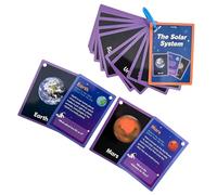 15Pcs Space Planet Learning Cards Double Sided Interactive | English Word Building Cards for Classroom Teaching Homeschooling, Planetary Illustrations for Kids